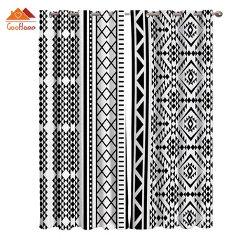 

Boho Bohemian Geometric Window Curtains Living Room Outdoor Fabric Drapes Curtain Home Decor