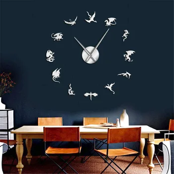 

GZ273 Diy Pterosaur Acrylic Mirror Wall Clock European Living Room Oversized Wall Wall Clock Modern Design Wall Home Decor