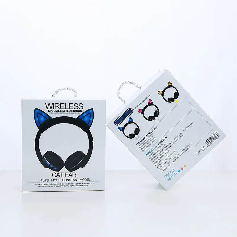 Cute Glowing LED Cat Ear Headphones Kids Bluetooth 5 0 Headset Sports Hifi Earphone Light Controlled Cool Wireless Headband Boys