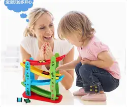 Бесплатная доставка Детские игрушки ролика, деревянные подставки, четыре слоя скольжения автомобиля, игрушки слайд блок подарок для детей