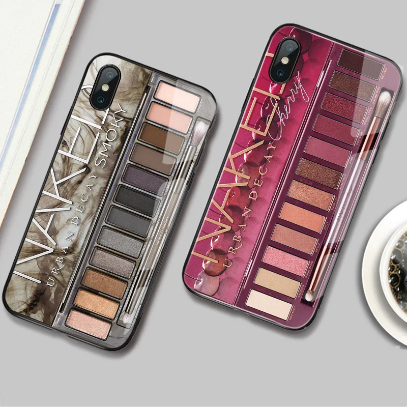 9H закаленное стекло палитра чехол для телефона для iphone XS Max XR XS чехол Тени для век коробка для iphone 6 6s 7 8 plus стекло защитный чехол