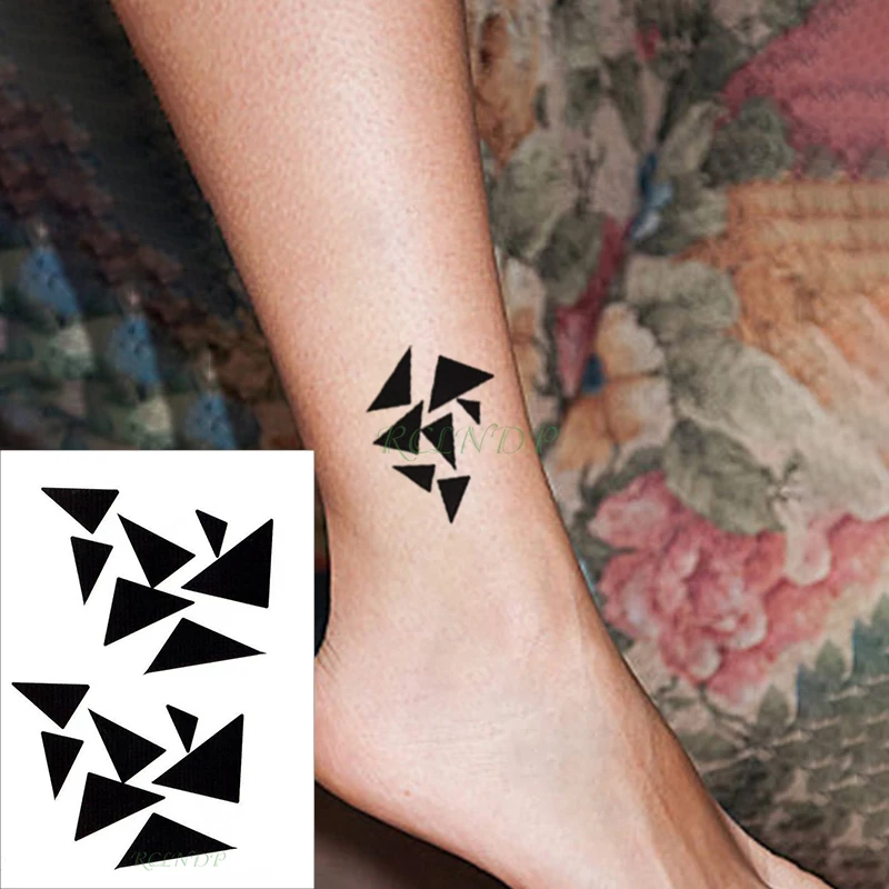 Waterproof Temporary Tattoo Sticker triangle geometric pattern black fake tatto flash tatoo hand leg arm back for kid men women | Красота и