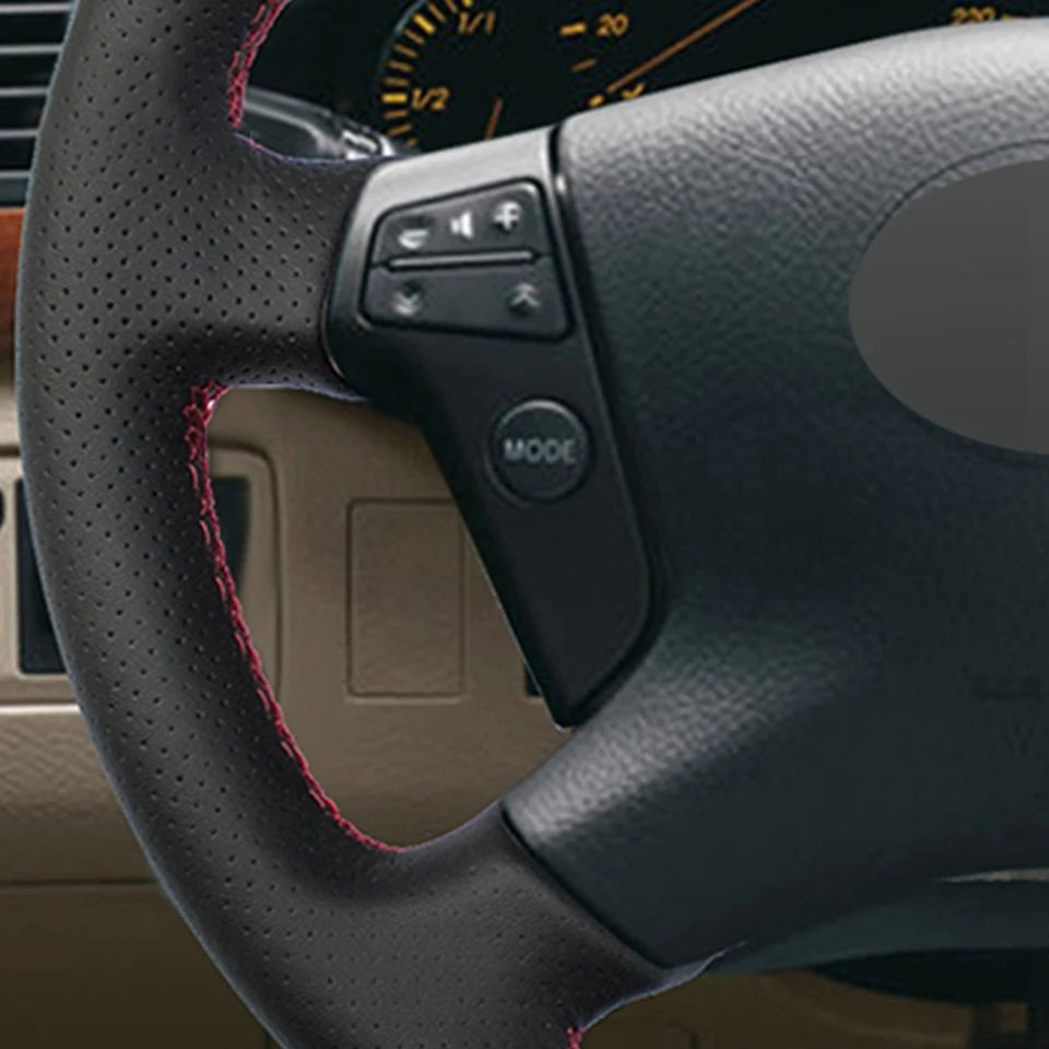 Tampa da Roda de Direcção do Carro Tampa da Roda de Direcção do Carro de Couro Macio para Toyota Preto Couro Artificial Avensis 2003-2007 Diy de 8 Capas p/ direção