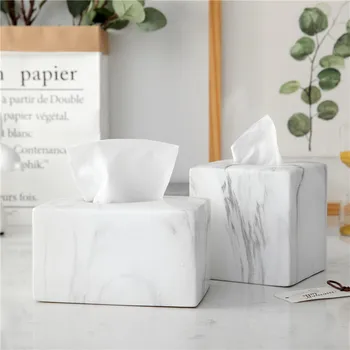 

Kleenex Marble Tissue Box Cover Napkin Holder Kitchen Office Living Room Accessories Nordic Home Decor Tissue Dispenser Ceramic