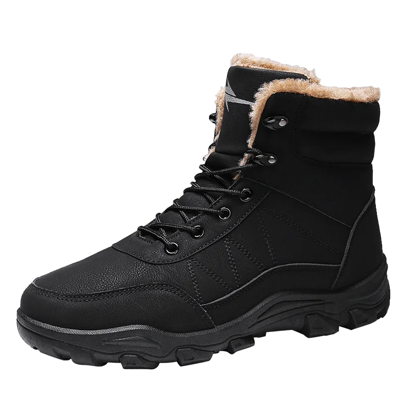 Мужская зимняя Вулканизированная обувь с защитой от холода, повседневные мужские высокие кроссовки, мужская обувь на плоской подошве, уличная спортивная обувь - Цвет: Черный