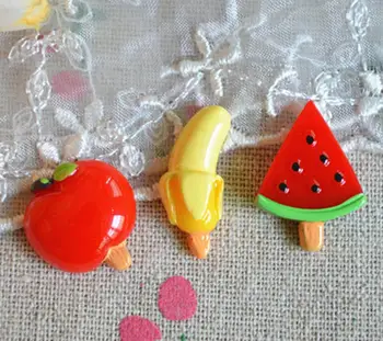 

Kawaii Resin simulation Ice Cream, Fruit banana apple Resin Flat back Cabochons for Scrapbooking DIY crafts accessories