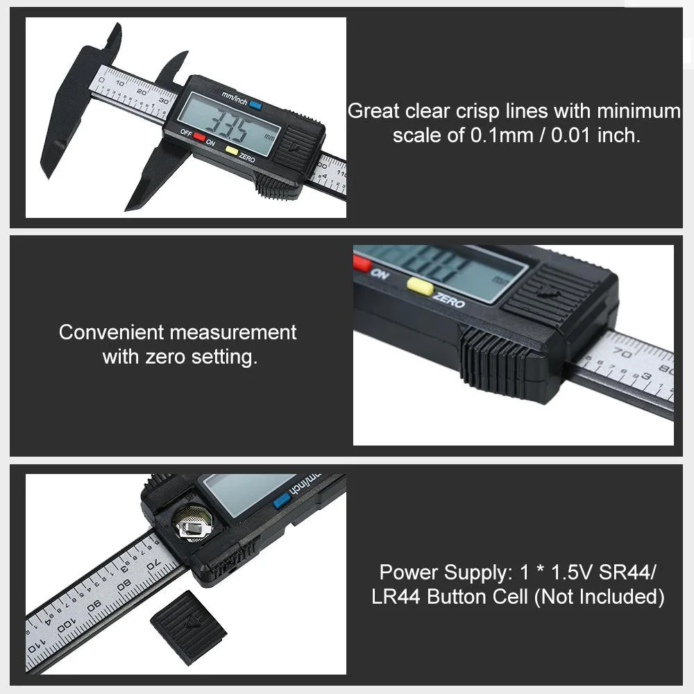 Электронный цифровой суппорт 150 мм/0,01 мм/6 дюймов с нониусом из углеродного волокна с микрометр измерительный инструмент цифровой Линейка