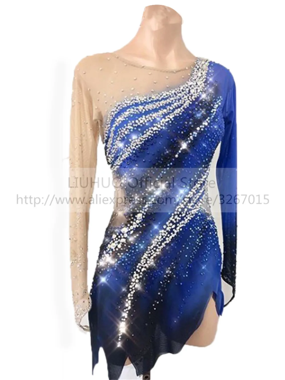 LIUHUO Vestito da Pattinaggio di Figura di Ghiaccio per Ragazze e