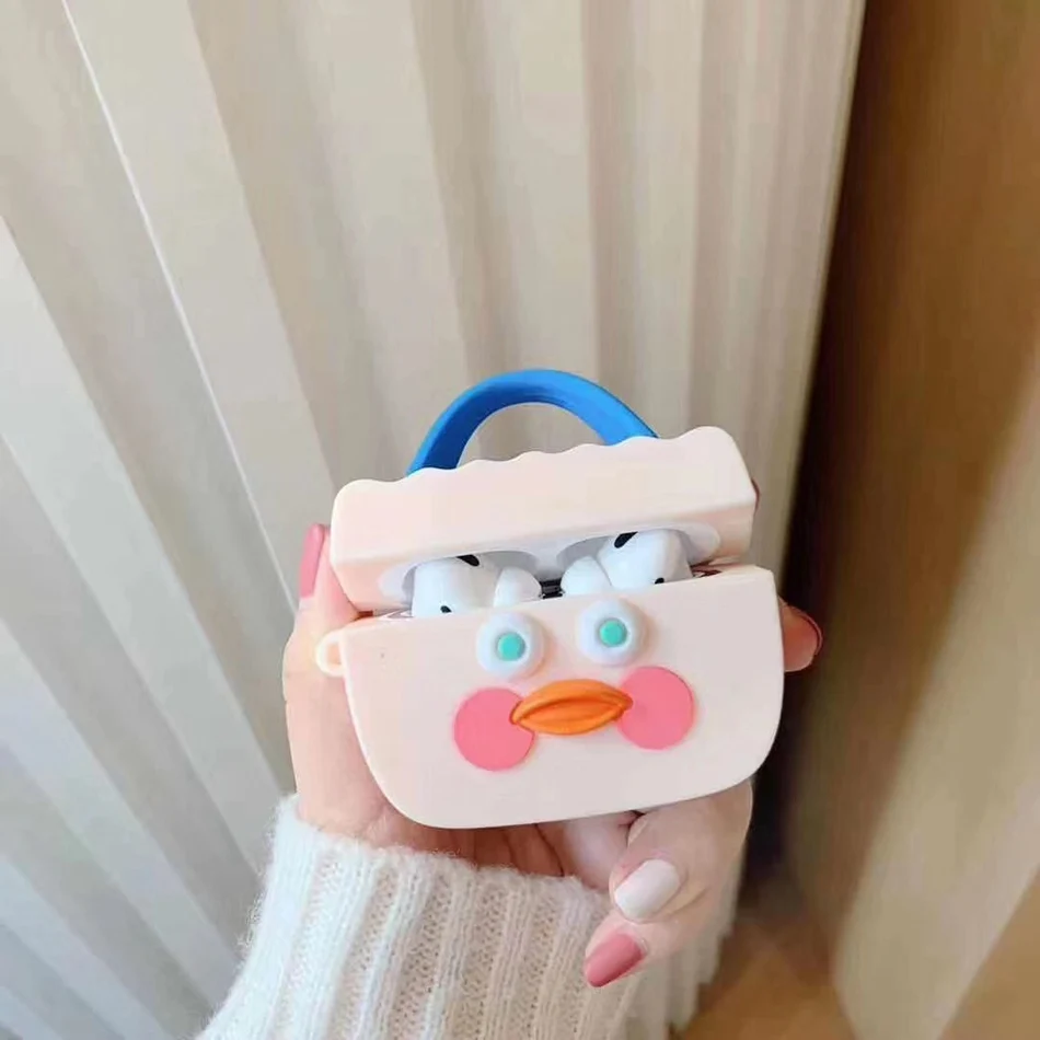 White Bag Для AirPods Pro Чехол 3D милая собака Шиба ину каваи мультфильм наушники чехол для AirPods 3 Мягкий защитный чехол с крючок карабина - Цвет: White Bag