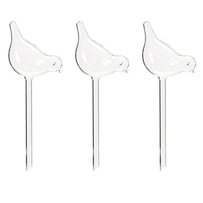 3 Pack Plant Waterer Self Watering Globes Bird Shape Hand Blown Clear Glass Aqua Bulbs | Дом и сад