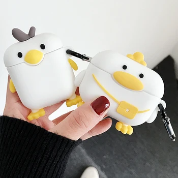 

For Apple AirPods 1 2 3 Pro Case Cartoon 3D Backpack Duck Bluetooth Wireless Silicone Earphone Cover EarPods case