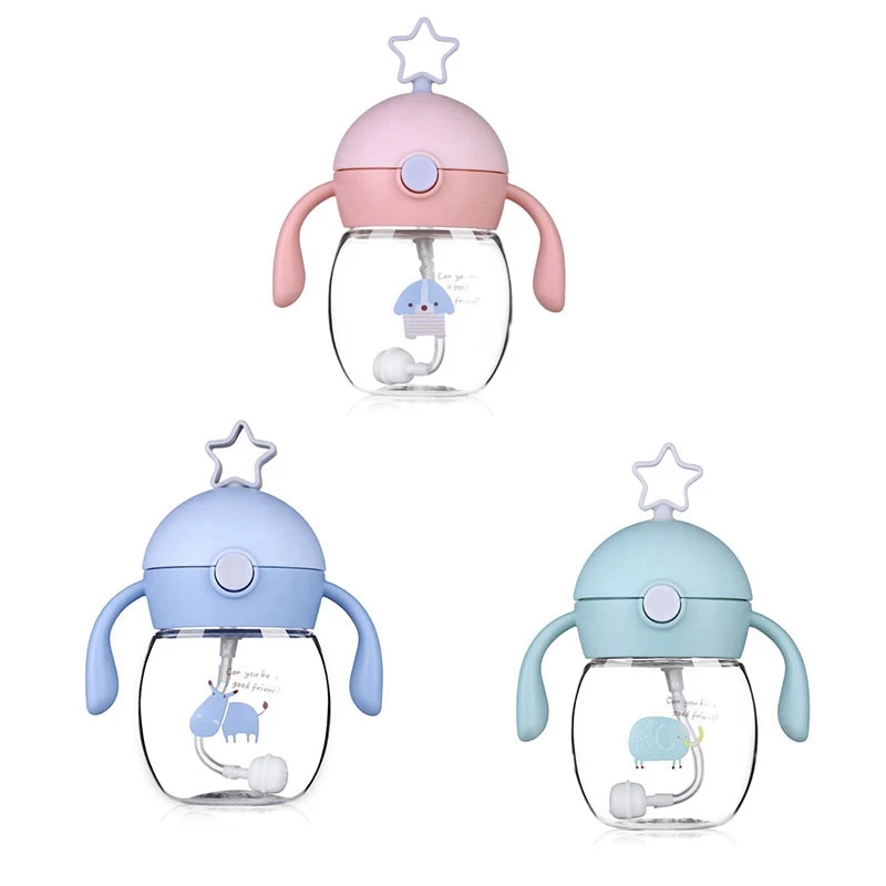 280Ml Cup with Straw Baby Feeding Cup Kids Learn Drinking Water Milk Bottle with Handle Training Cup