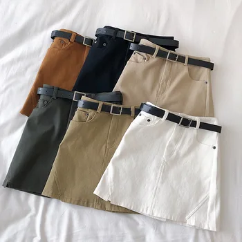 

all match casual women skirts 2020 summer new solid pocket high waist mini female skirts top quality