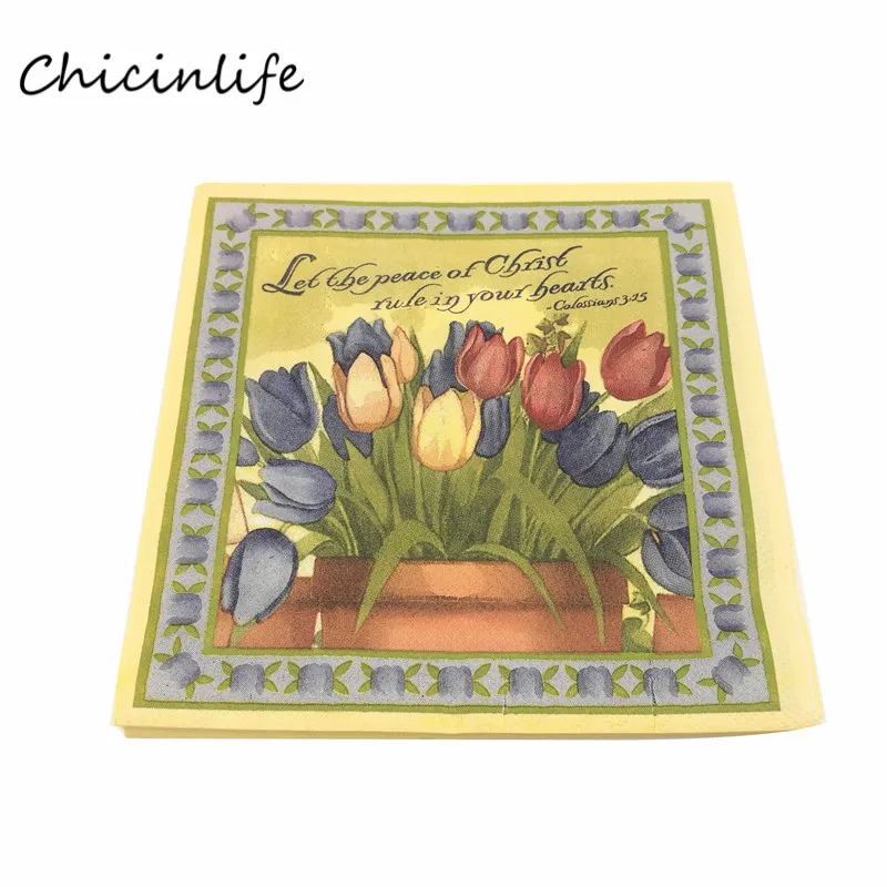 Chicinlife 20 шт./лот бумажные салфетки с цветами декупаж День рождения Свадьба Новый