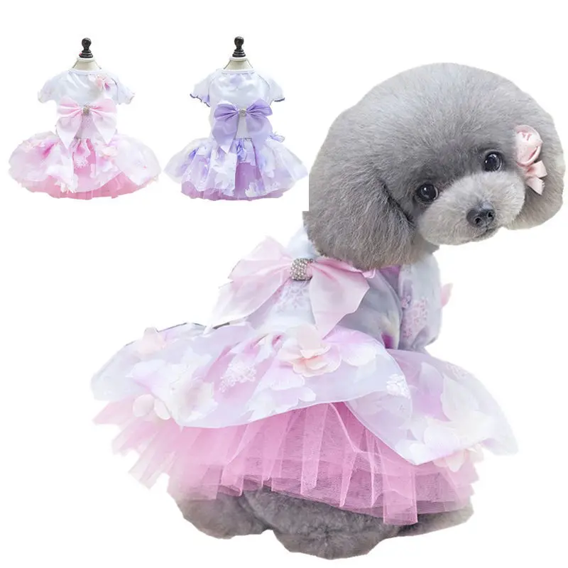 Dog Clothes Small Pet Clothing Skirt Spring/Summer Grade 18 Flower Fairy (Special Offer) | Дом и сад