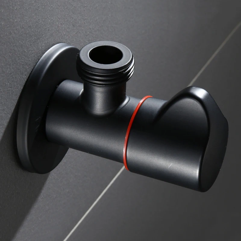 Hot Water Valve Угловой клапан медный черный заправочный кран для ванной комнаты Туалет холодный и горячий водозапорный кран на бортике для кухни Ванная и туалет раковина - Цвет: Hot Water Valve