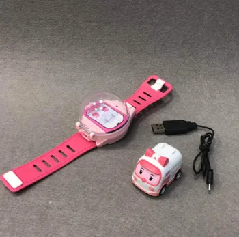 

Rc Watch Remote Control Car Poly Toy Cartoon Car Veicle Mini Car Remote Control Toys Pink Blue Radio toddler kids toys