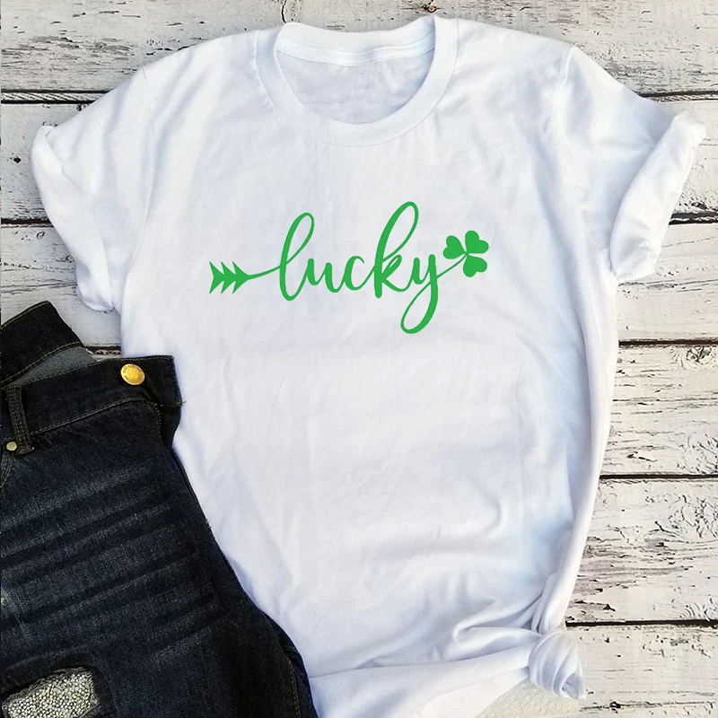 

St Patricks Day Tees Women Shamrock Patricks Day T Shirt 90s Plus Size Irish Lucky Tee Aesthetic Japanese Floral 2020