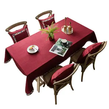 

Studyset Nordic Style Waterproof Solid Color Embroidered Table Cover for Decor