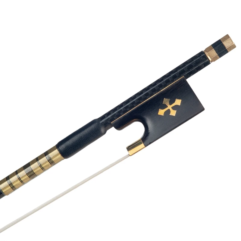 Carbon Fiber Violin Bow Grid Pattern Bow with Copper Wire Cross Shape Frog Good Balance for 4/4 Violin Bow Gold Color