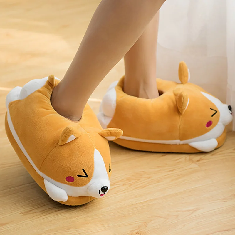 Women's Slippers Warm Winter Animal Prints Flock Cute House Slippers Short Plush Fur Slides for women
