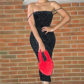 

InstaHot Mesh Tranparent Tank Dress Speghetti Strap Floral Split Hem Sexy Club Ladies Summer Dress 2020 Fashion Black Slim Dress