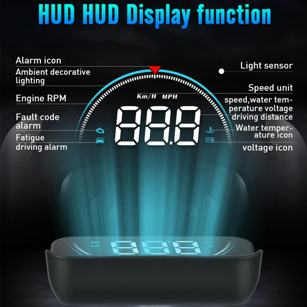 Автомобильный цифровой проектор M8 Hud Obd2 система Предупреждение о превышении скорости напряжение Obd Универсальный сигнал тревоги об/мин дисплей