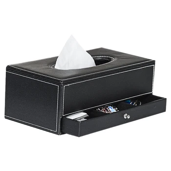 

Manufacturer Desk Tissue Box Cover Drawer Paper Towel Box Tissue Remote Control Holder Box PU Tissue Box Home Office