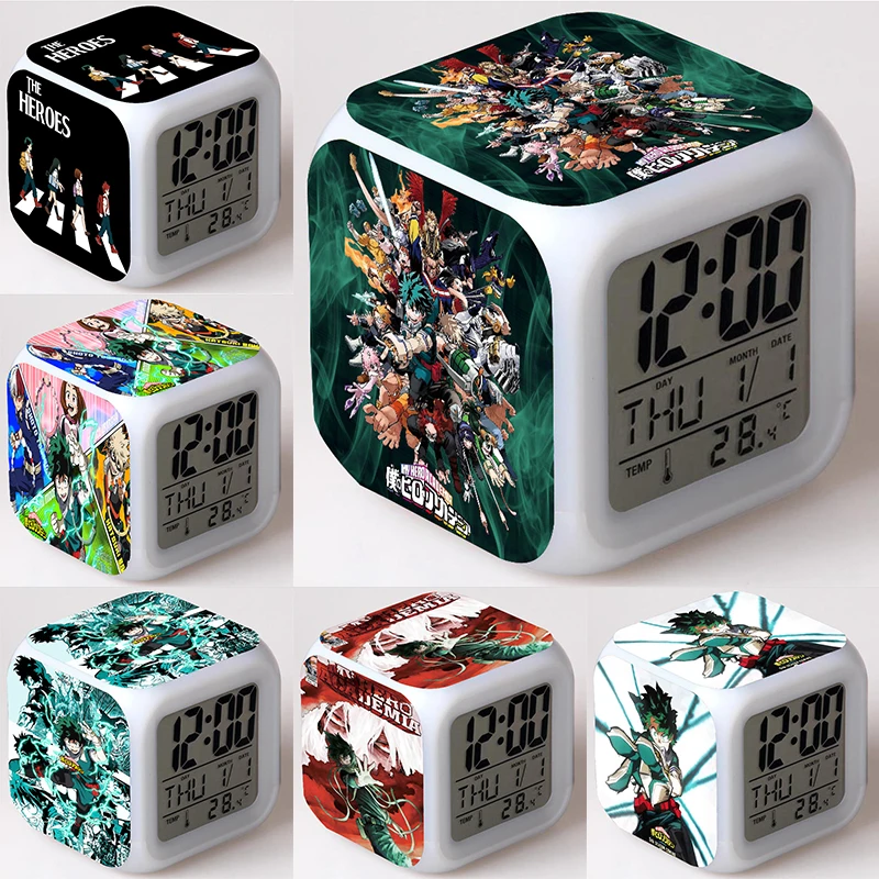 

Часы-Будильник Boku без героев академии, фигурки Deku Shoto Bakugou, светодиодсветодиодный цветная подсветильник ка, фигурка летучей мыши, игрушки для детей