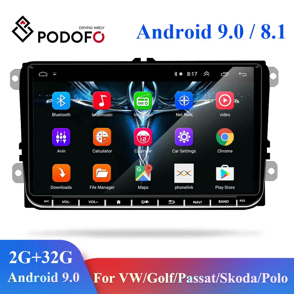 Podofo 2 Din 9 "android авторадио Car gps навигации зеркало ссылка CANBUS WI FI Автомобильный мультимедийный плеер для Passat Golf touran сиденье|Мультимедиаплеер для авто| | АлиЭкспресс