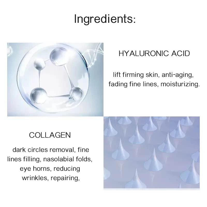 Eye Patches Hyaluronic Acids Microneedle Eye Pads Moisturizing Wrinkles Fine Lines Dark Circles Removal Collagen Eye Mask Patch