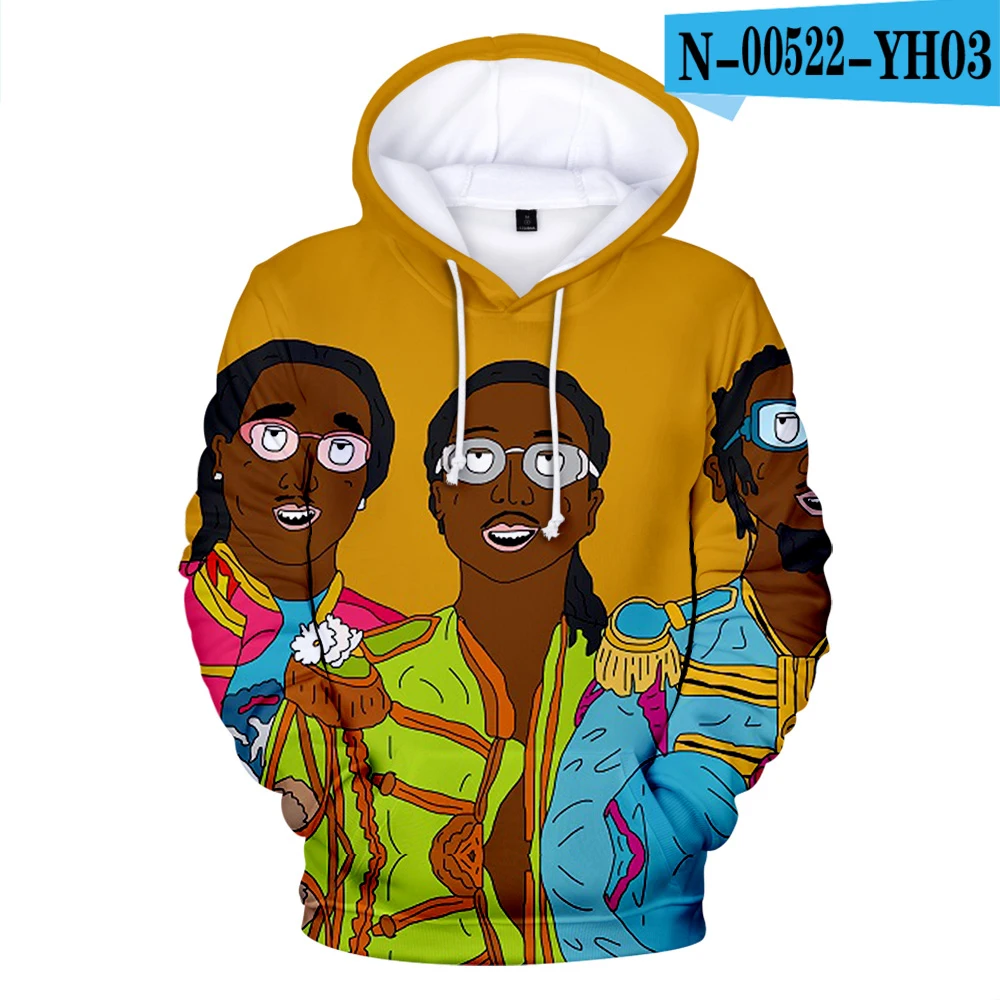 Migos Rapper/3D толстовки для мужчин/wo мужчин/детей, Весенняя Новинка, модная классическая толстовка с длинными рукавами и принтом, толстовка с 3D рисунком Migos - Цвет: N00522