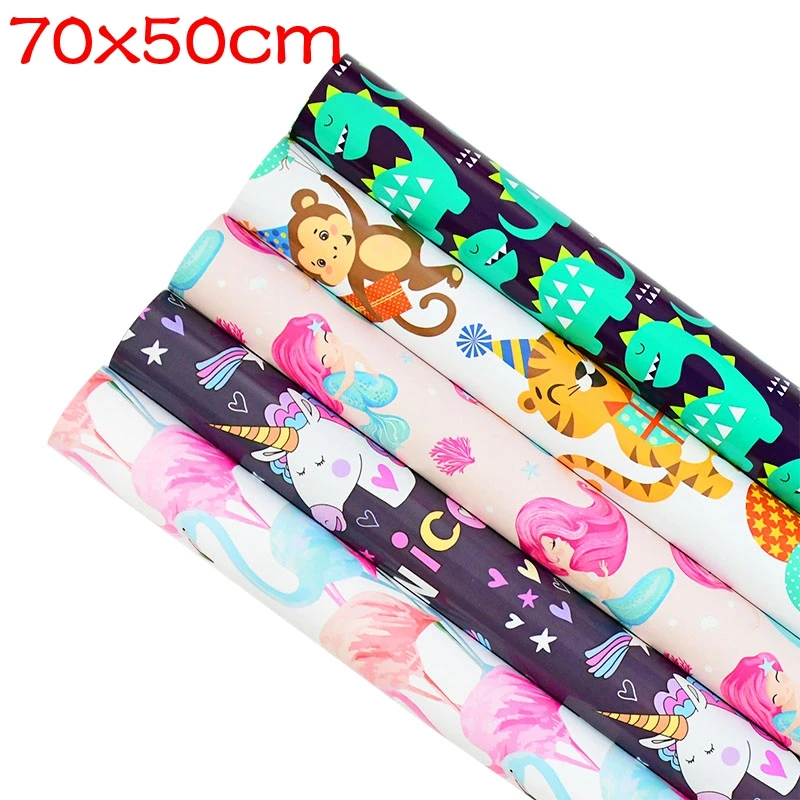 50*70cm Cute Gift Wrap Paper Dinosaur Unicorn Animal Dot Printing Decoration Paper DIY Scrapbooking Origami Paper Crafts