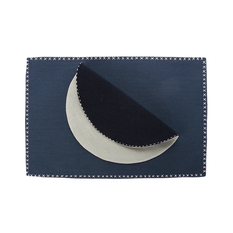 Exquisite Navy Blue Cotton And Linen Embroidered Square Pad For Femal Ring Earring Pendent Bracelet Jewelry Display Cloths