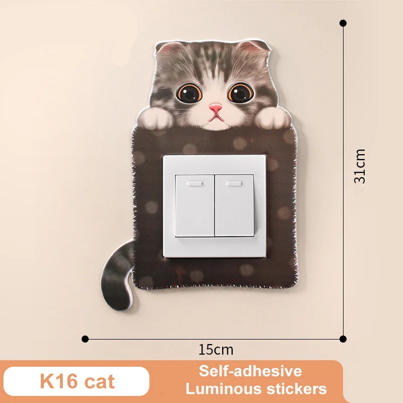 K16 cat Животное Единорог Фламинго крышка мультфильм декор комнаты 3D Настенный силиконовый ВКЛ-ВЫКЛ переключатель светящийся светильник переключатель розетки стикер на стену - Цвет: K16 cat