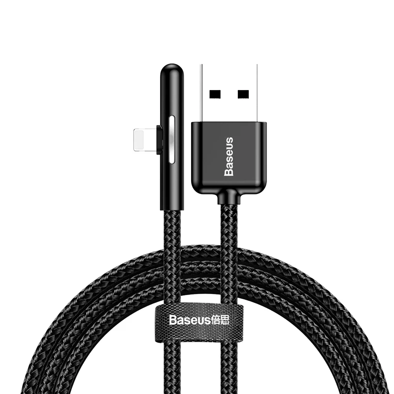 90 degree LED light for usb lightning cable 1m 2m fast charging data iPhone xs max xr 8 7 6s plus 5s 11 pro apple ipad mobile phone charger Original