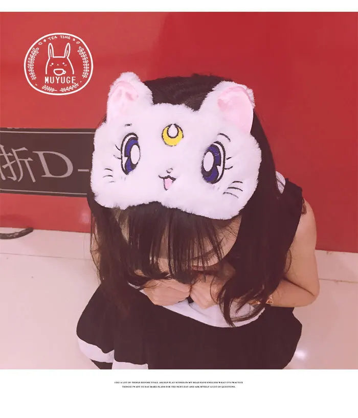 

Pretty Girl Warrior Water Bingyue Cat Goggles Sleep Lunch Break Student Cartoon Shading GIRL'S Heart Breathable