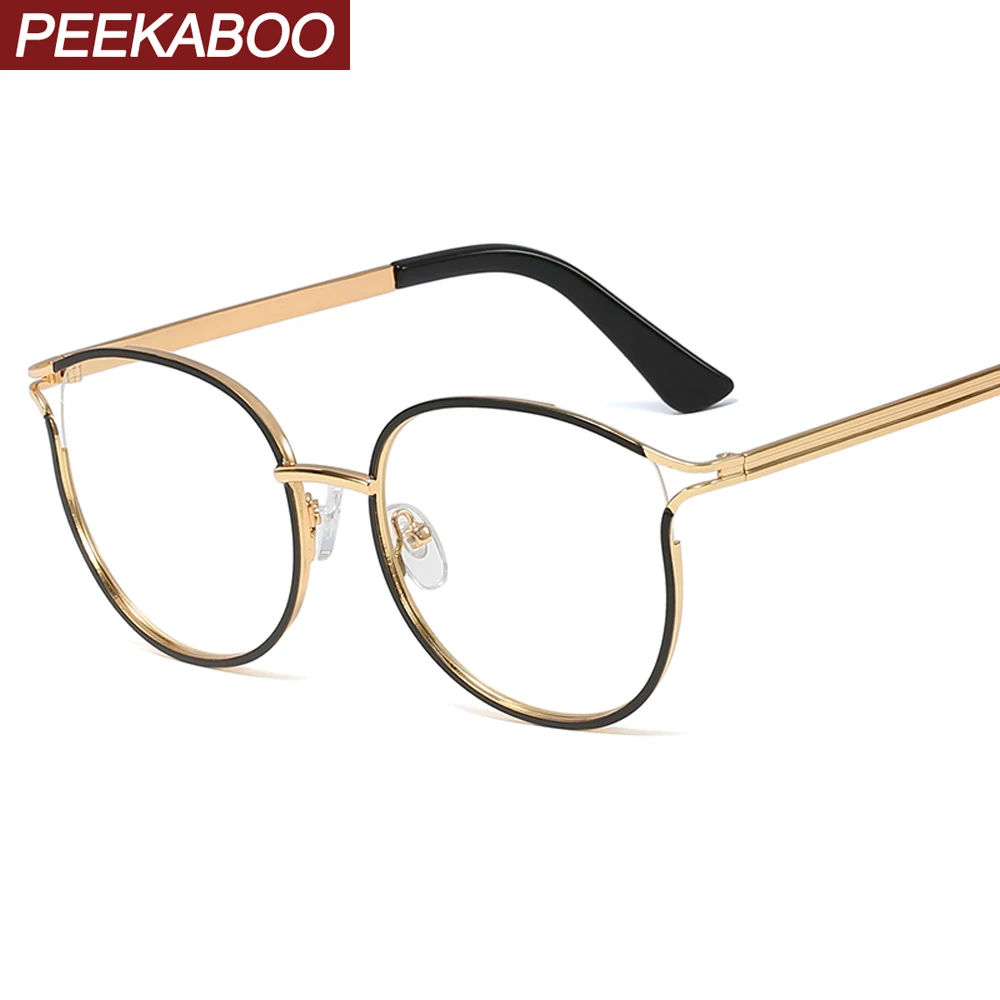 Peekaboo большие прозрачные золотые очки Круглые ретро с прозрачными линзами подарочные предметы женские металлические очки Женская декоративная рамка
