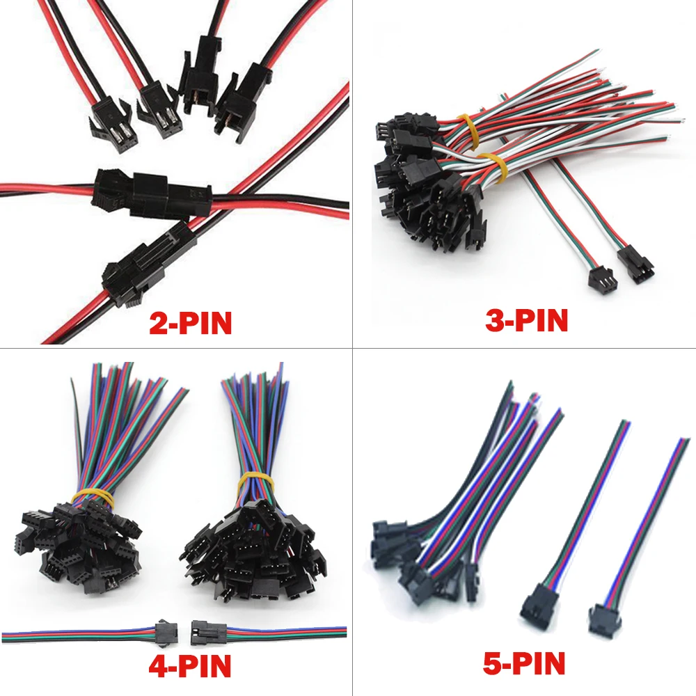Pair 4pin Led Jst Rgb Connector 10pair 100pairs 3pin 4pin 5pin 6pin
