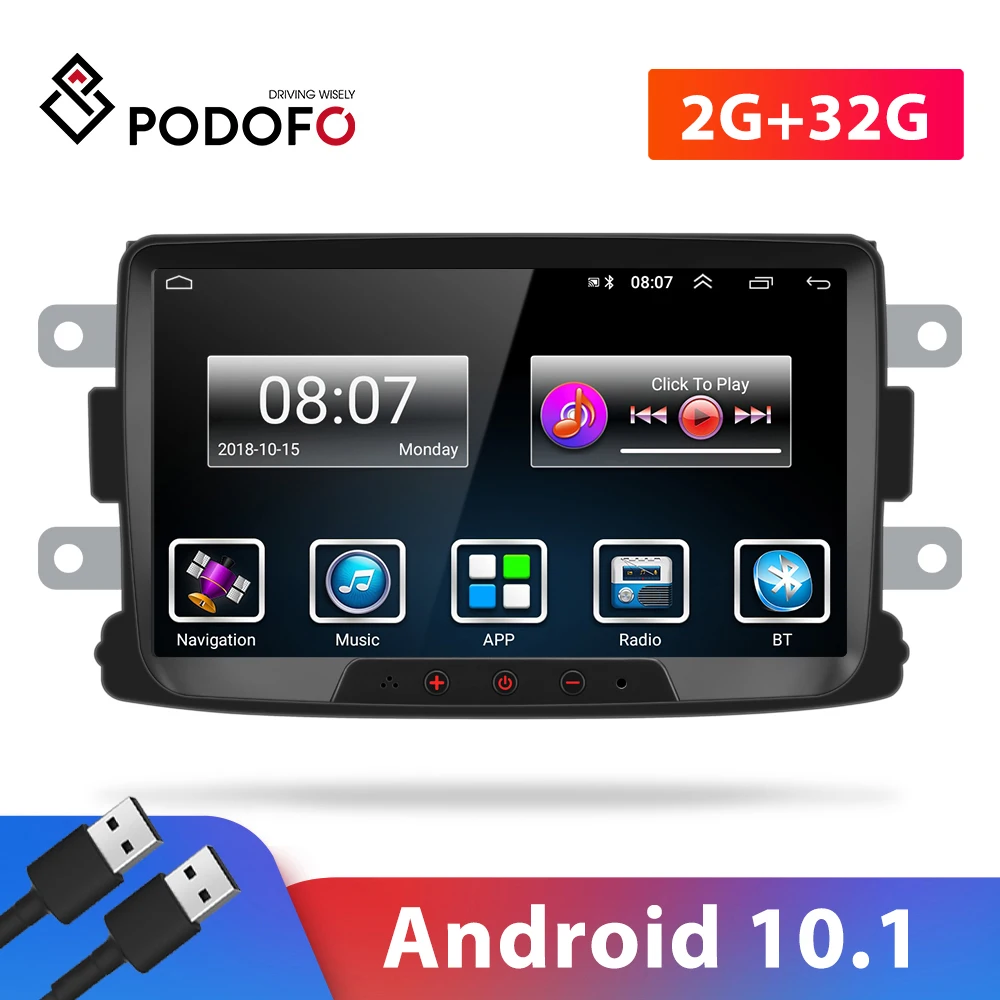 Podofo 2din Android автомобильное радио 8 ''Авторадио мультимедийный плеер GPS Mirrorlink