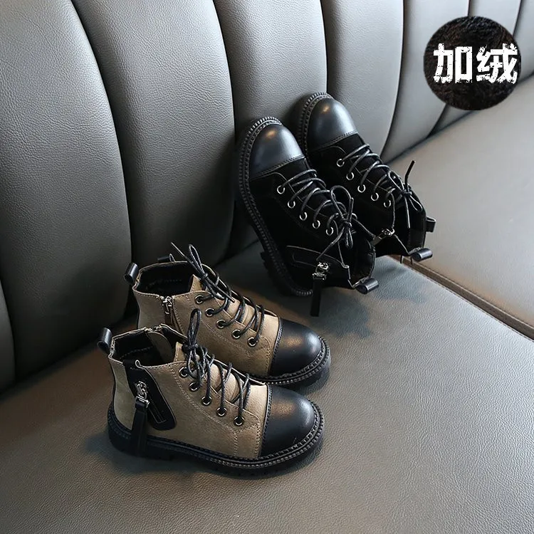 

BOY'S Martin Boots 2019 New Style Fashion plus Velvet British Style Ankle Boots Autumn And Winter CHILDREN'S Shoes Girls Small L