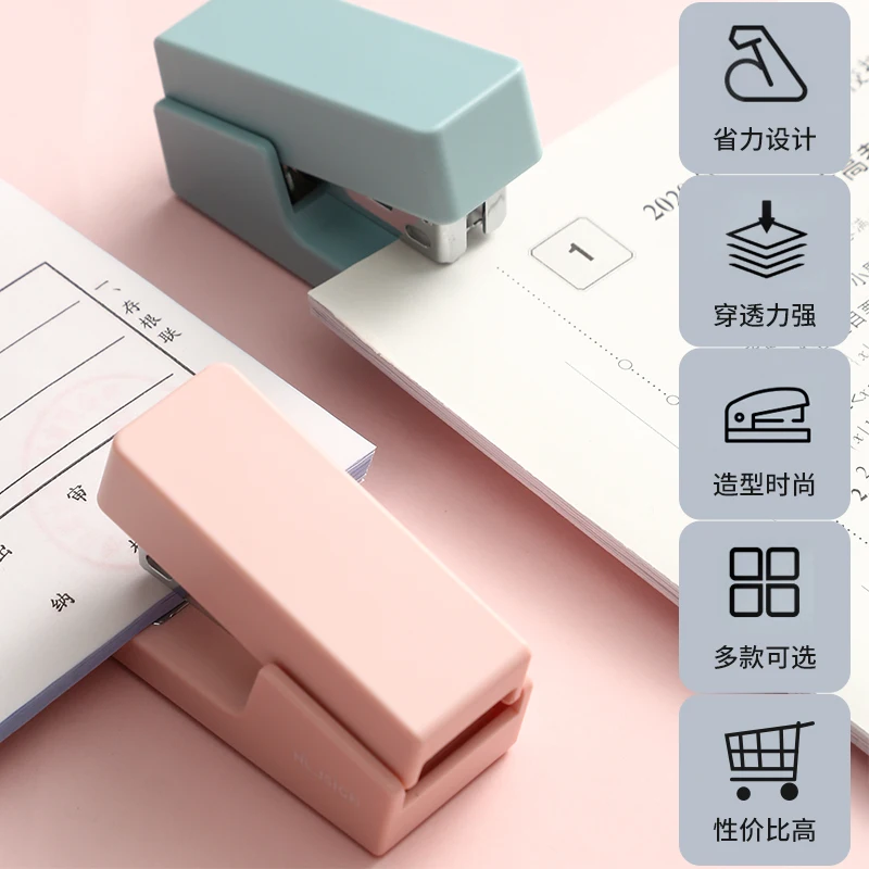 Deli Morandi Color Portable Mini Stapler Set with 640pcs Staples Stationery Office Binding Tool School Binder Teacher