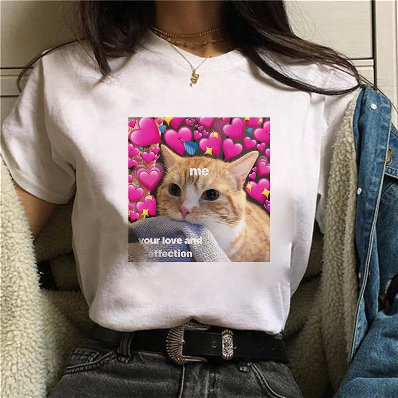 lovely Dog and Cat Printed T Shirt Women Top Tees Harajuku kawaii Short Sleeve Ulzzang T-Shirt Femme Camisetas Mujer 2020