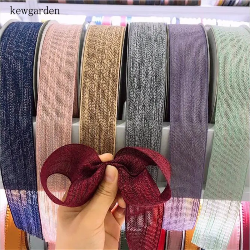 Kewgarden хлопчатобумажная льняная атласная лента 38 мм 25 мм 1," 1" вручную изготовленная лента DIY брошь бант в качестве аксессуара тканевая лента для упаковки 20 ярдов
