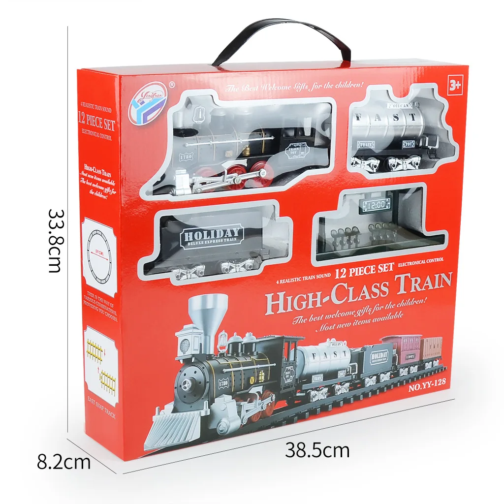 Electric Retro Simulation Train 8 Assembly Tracks With LED Lights Simulation Sound  Effect Track Train Model Suit 6