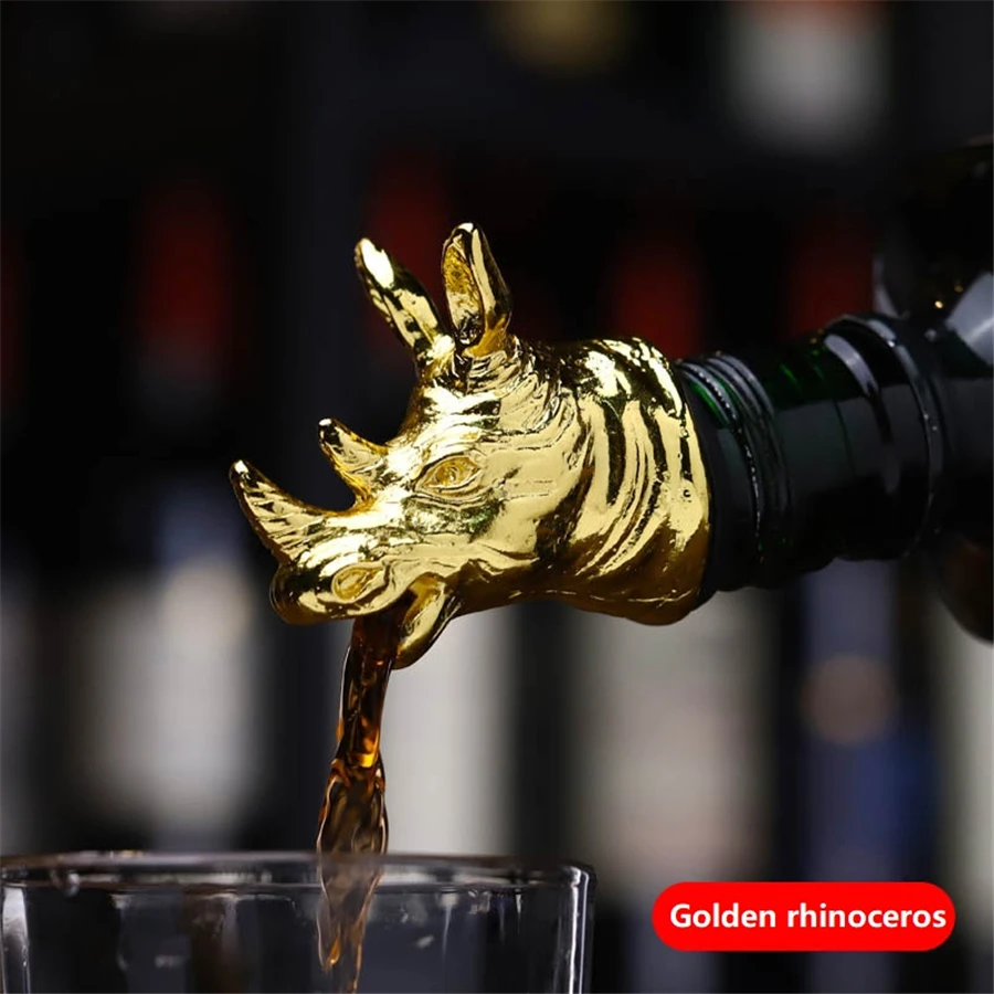 gold rhinoceros Цинковый сплав Олень голова быка пластиковая винная выливной носик уникальные пробки для винных бутылок аэраторы для вина инструменты для шампанского винного бара - Цвет: gold rhinoceros
