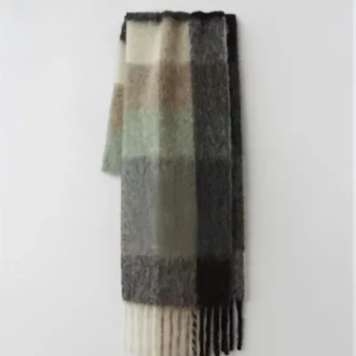 Женский зимний шарф, большой шарф из пашмины, Модные леопардовые шарфы в клетку с длинными кисточками, женские теплые шарфы, шали, смешанный дизайн - Цвет: Style 7 black grey