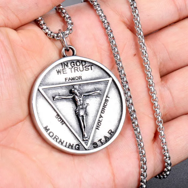 Ожерелье для косплея из нержавеющей стали Lucifer Morningstar - Цвет: with chain
