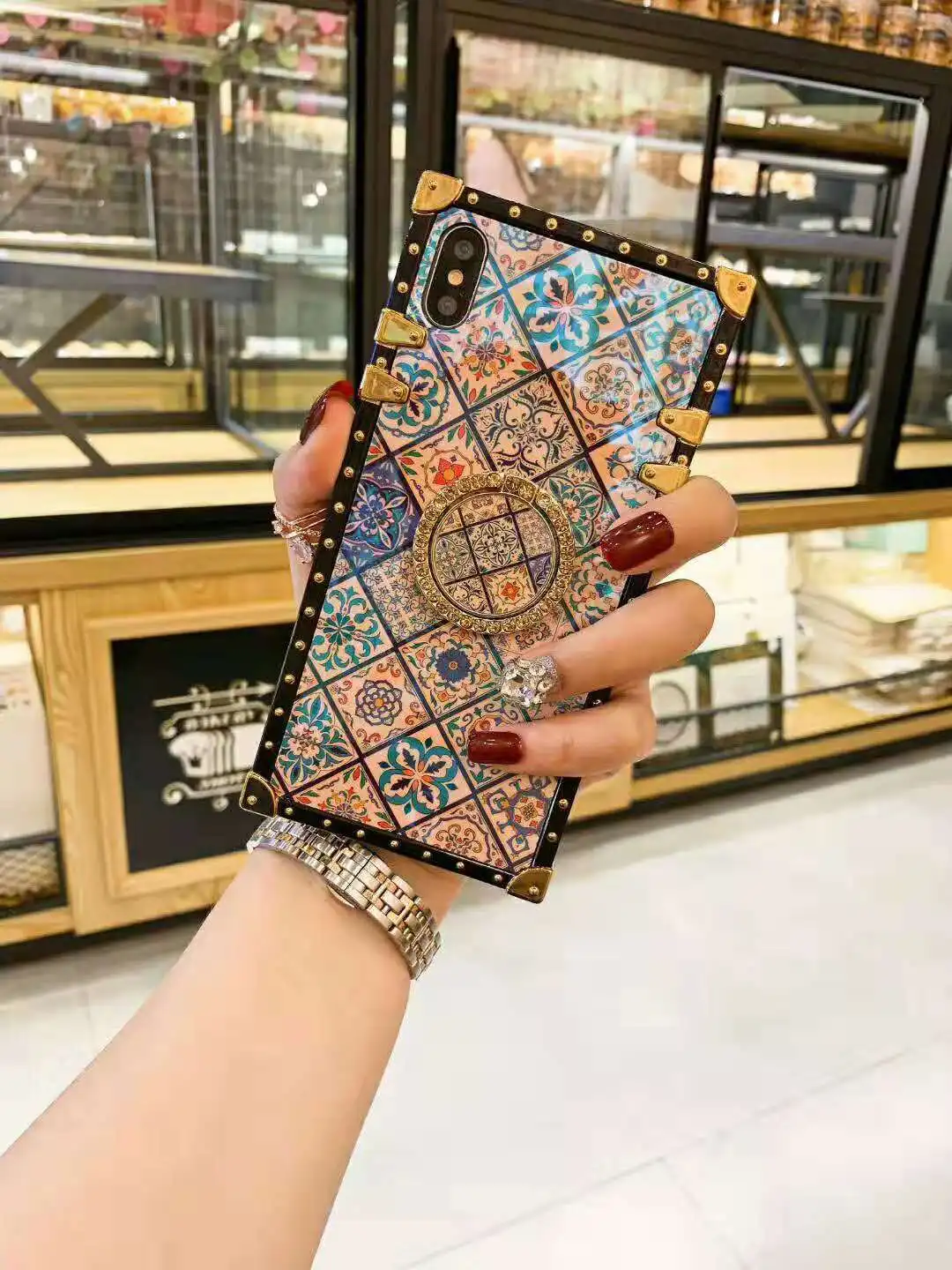 Note 10 Pro роскошный голубой луч цветок Роза квадратная подставка чехол для телефона для iphone 11 Pro Max 6 6S 7 8 Plus X XR XS MAX для samsung