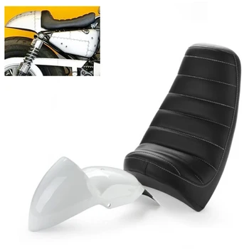 

Motorcycle Cafe Racer Mudguard Retro Cowl Fender Tail Section with Seat Custom Fits For Harley Sportster XL 2004 - up New